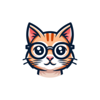 cute cat wearing glasses icon character png