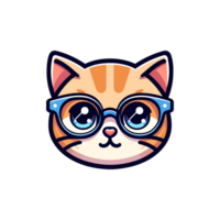 cute cat wearing glasses icon character png