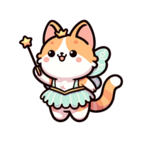 cute cat in fairy costume icon character png