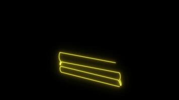 se stesso disegno animazione uno continuo linea disegno, logo, neon giallo luminoso cartello, dolce, pezzo di torta video