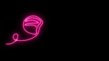 Self drawing animation one continuous line draw, logo,neon pink luminous sign,microphone and word Voice video