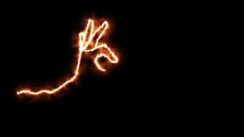 Self drawing animation one continuous line draw, logo, Abstract two hands with heart, love, Blazing flame, energy, fire video