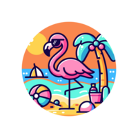 fofa flamingo verão feriado ícone personagem png