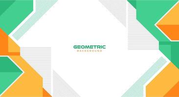 Flat geometric green and orange background vector