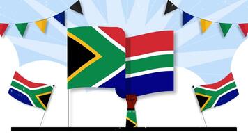 Nelson Mandela internacional dia sul África bandeira acenando dentro a vento video