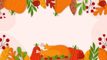 das Erntedankfest Rahmen Hintergrund mit Truthahn, Kürbisse und Beeren video