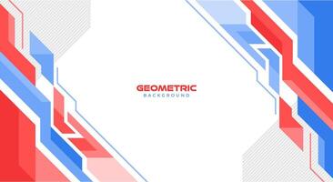 Red and blue flat geometric tech background vector