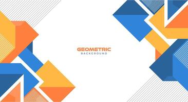 Flat geometric blue and orange background vector