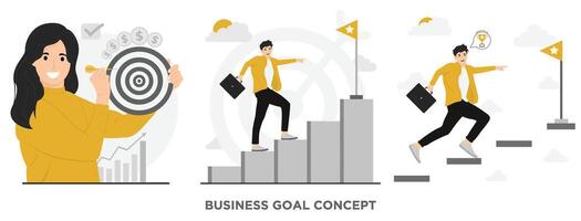 Flat business objective, goal or target concept illustrator vector