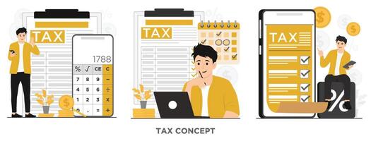 Flat paying tax income tax business tax consultant tax time schedule concept illustration vector