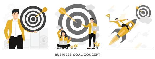 Flat business objective, goal or target concept illustrator vector