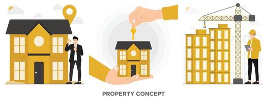 plano propiedad edificio nuevo alojamiento hogar corredor bienes raíces concepto ilustración vector