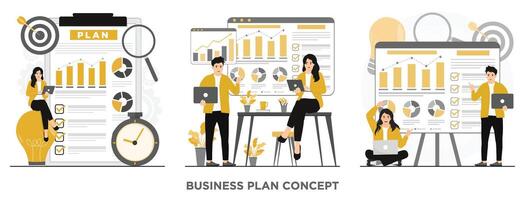 Flat business plan concept illustration vector
