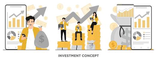Flat investment financial growth concept illustration vector