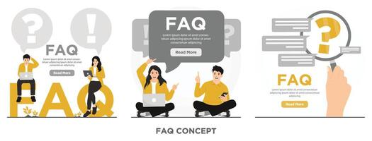 Flat faq faqs concept illustration vector