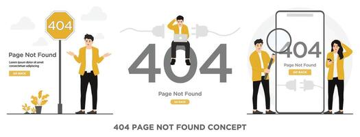 Flat error 404 page not found banner concept illustration vector