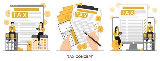 Flat paying tax income tax business tax consultant tax time schedule concept illustration vector