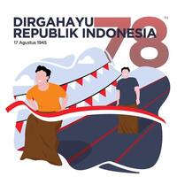Sack race in indonesian independence day vector