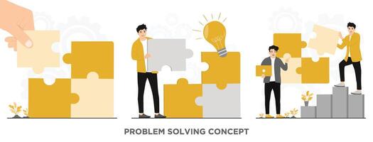 Flat Idea solution problem solving making puzzle background concept illustration vector