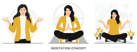 Flat Meditation concept illustration vector
