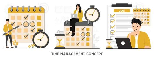 Flat business time management deadline concept planner calendar concept illustration vector