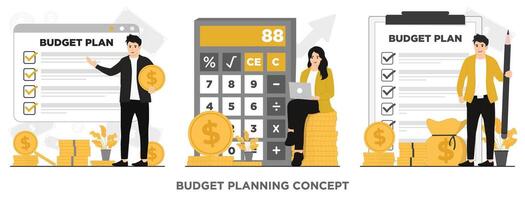 Flat budget business planning. financial planning concept illustrator vector