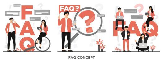 Flat faq faqs concept illustration vector