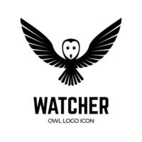 Owl the Night Watcher logo design in silhouette simple style vector