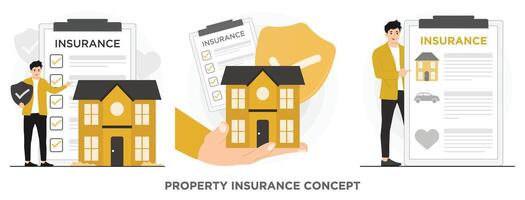 Flat property insurance concept illustrator vector