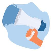 Flat holding megaphone concept vector