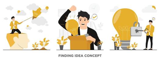 plano idea creatividad hallazgo idea concepto ilustrador vector