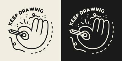 Keep drawing motivational text. Playful OK sign hand illustration for printable products. vector