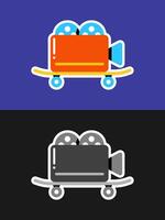 Colorful movie camera on a skateboard illustration design for printable products. vector