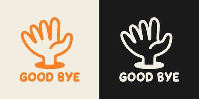 Stylish good bye, moving hand gesture illustration for printable products. vector