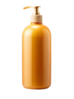 A bright orange plastic pump bottle intended for liquid soap, set against a transparent background png