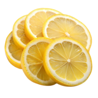 Multiple lemon slices neatly arranged showing vibrant yellow interiors with juicy textures png