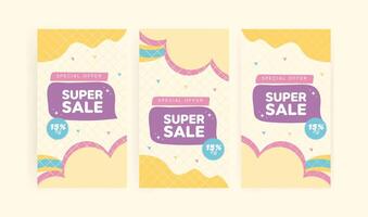 Baby store social media template. Modern and colorful baby store story design. Super sale offer banner promotion stories and social media post. EPS illustration. vector