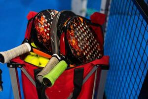 Paddle tennis racket and ball photo