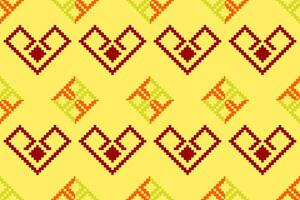 Pixel pattern ethnic oriental traditional design fabric pattern textile African Indonesian Indian seamless Aztec style abstract illustration vector