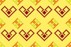 Pixel pattern ethnic oriental traditional design fabric pattern textile African Indonesian Indian seamless Aztec style abstract illustration vector