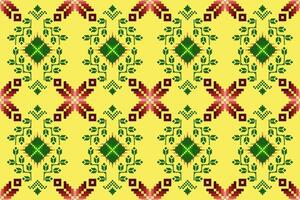 Pixel pattern ethnic oriental traditional. design fabric pattern textile African Indonesian Indian seamless Aztec style abstract illustration vector