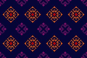 Pixel pattern ethnic oriental traditional. design fabric pattern textile African Indonesian Indian seamless Aztec style abstract illustration vector