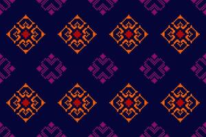 Pixel pattern ethnic oriental traditional. design fabric pattern textile African Indonesian Indian seamless Aztec style abstract illustration vector