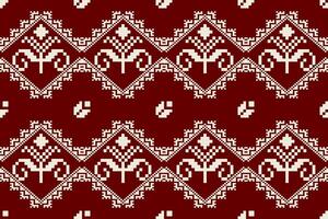Pixel pattern ethnic oriental traditional. design fabric pattern textile African Indonesian Indian seamless Aztec style abstract illustration vector