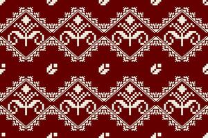 Pixel pattern ethnic oriental traditional. design fabric pattern textile African Indonesian Indian seamless Aztec style abstract illustration vector