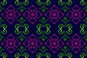 Pixel pattern ethnic oriental traditional design fabric pattern textile African Indonesian Indian seamless Aztec style abstract illustration vector