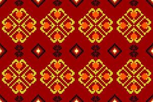 Pixel pattern ethnic oriental traditional. design fabric pattern textile African Indonesian Indian seamless Aztec style abstract illustration vector