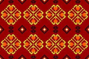 Pixel pattern ethnic oriental traditional. design fabric pattern textile African Indonesian Indian seamless Aztec style abstract illustration vector