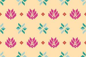 Pixel pattern ethnic oriental traditional design fabric pattern textile African Indonesian Indian seamless Aztec style abstract illustration vector