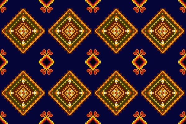 Pixel pattern ethnic oriental traditional design fabric pattern textile African Indonesian Indian seamless Aztec style abstract illustration